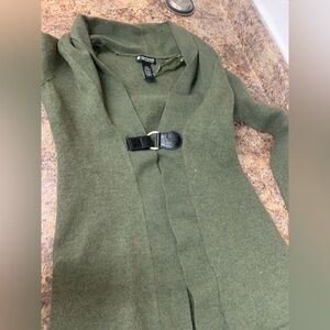 Olive Green Merino Wool Cardigan